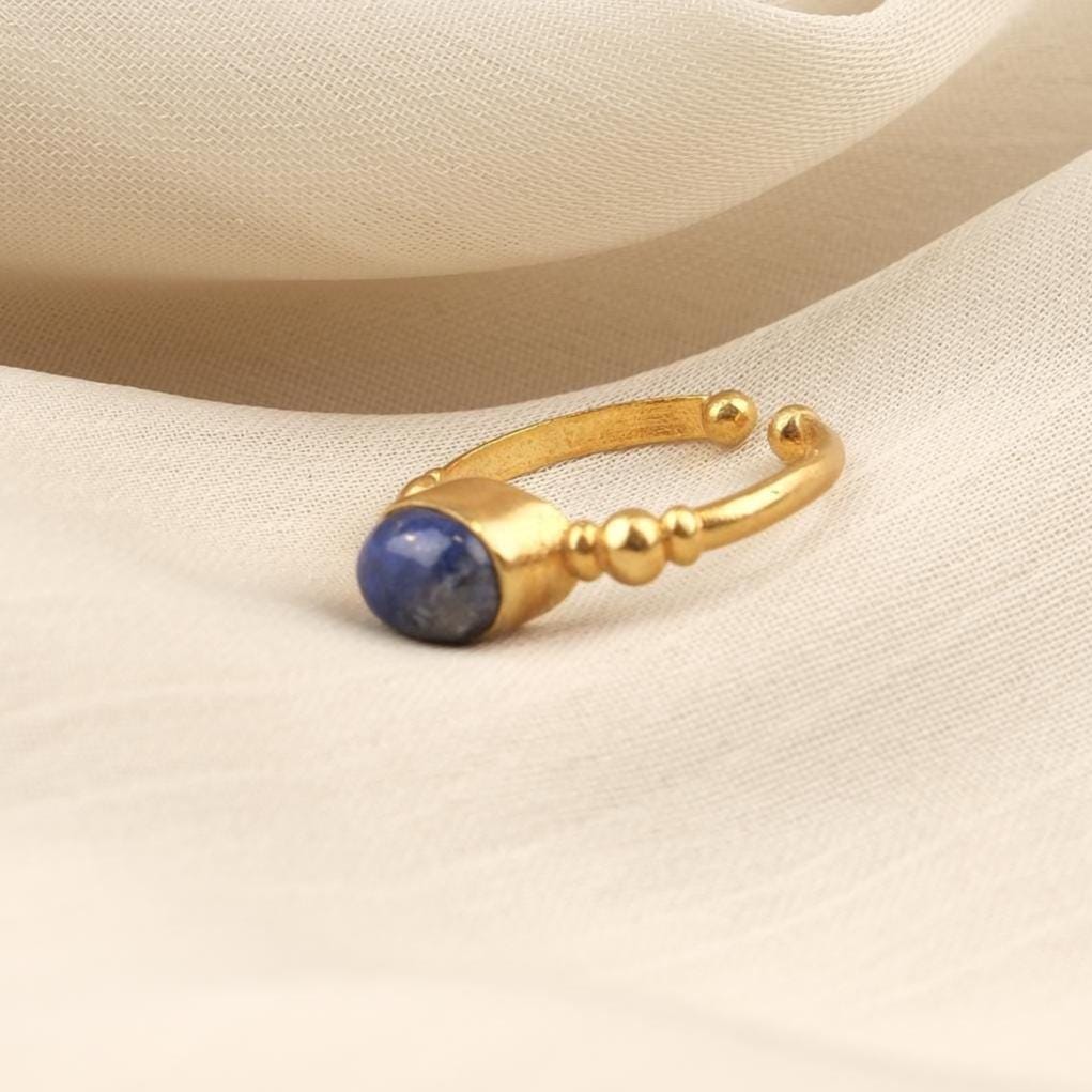 Stone of Authenticity & Inner Truth | Handmade Lapis Ring, Antique Looking And Vintage Style, Adjustable Gemstone Artistic December Ring