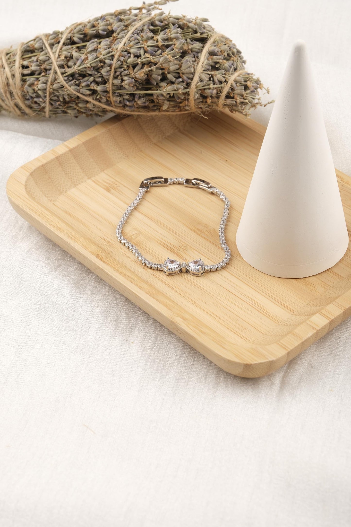 Italian Lock Exotic Silver Tennis Bracelet for Women with Flower
