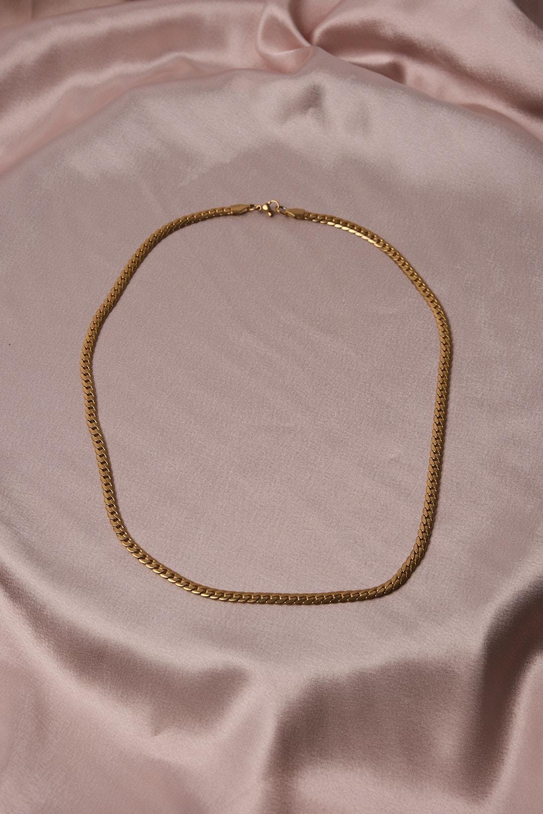 Men's Gold Snake Chain Choker Necklace & 54 cm, Stainless Steel Jewelry with Urban Edge | Cool and Masculine Look | Great Gift for Him
