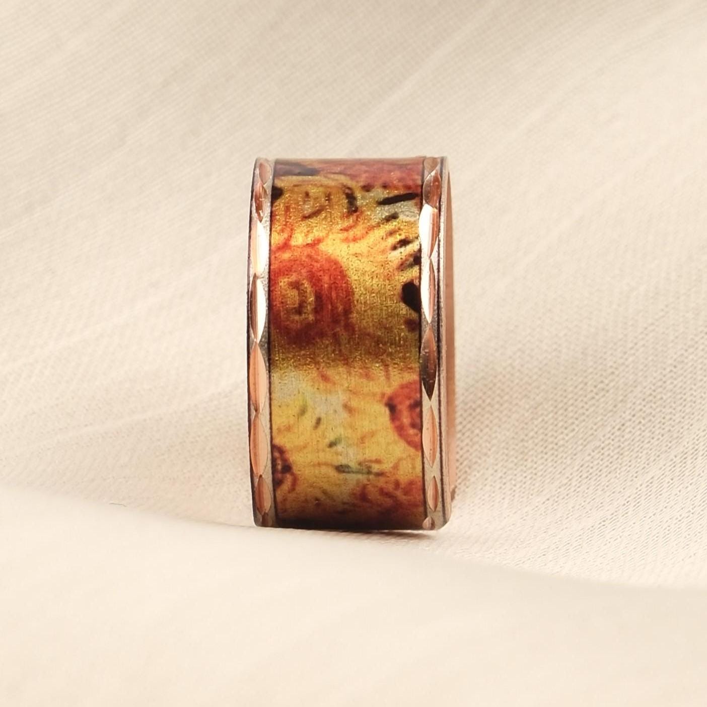Vincent van Gogh “Vase with Fifteen Sunflowers” Ring in Pure Copper, Adjustable Artistic Design, Handmade Antique Looking Vintage Style Gift
