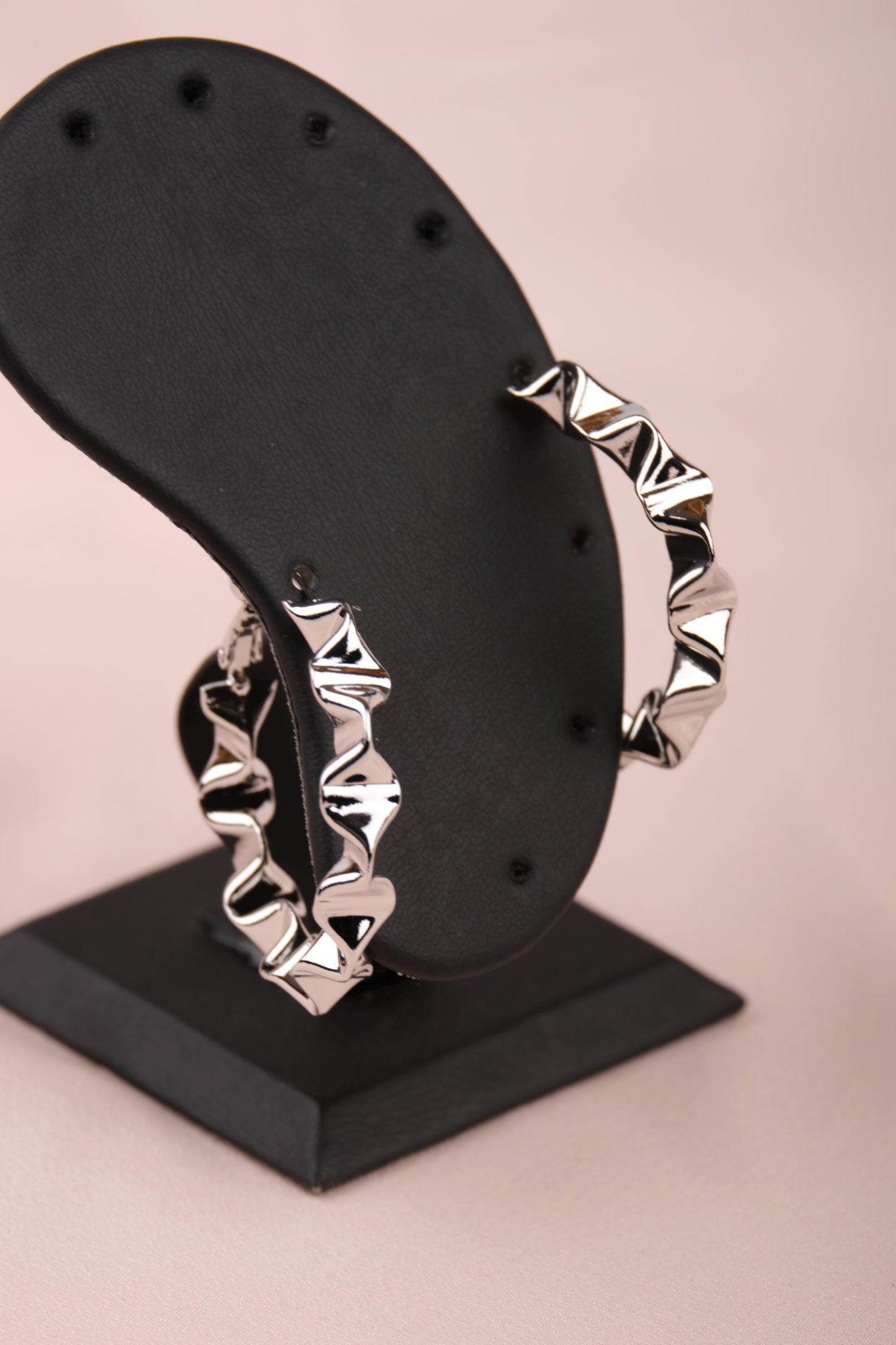 Silver Sculpted Art Hoop Earrings, Bold And Unique Hypoallergenic Jewelry For Women, Inspired By Movement, Made In Brass