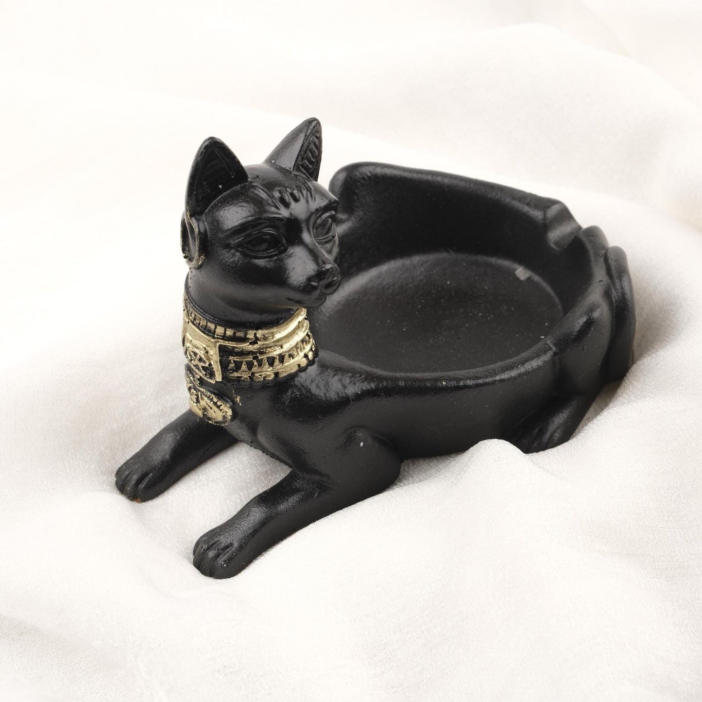 Gray & Light Green Sphinx Cat Ashtray, Ancient Egyptian Style Unique Vintage Ashtray Lid Gift – 14x10cm Handmade HEAVY ITEM 1LBS