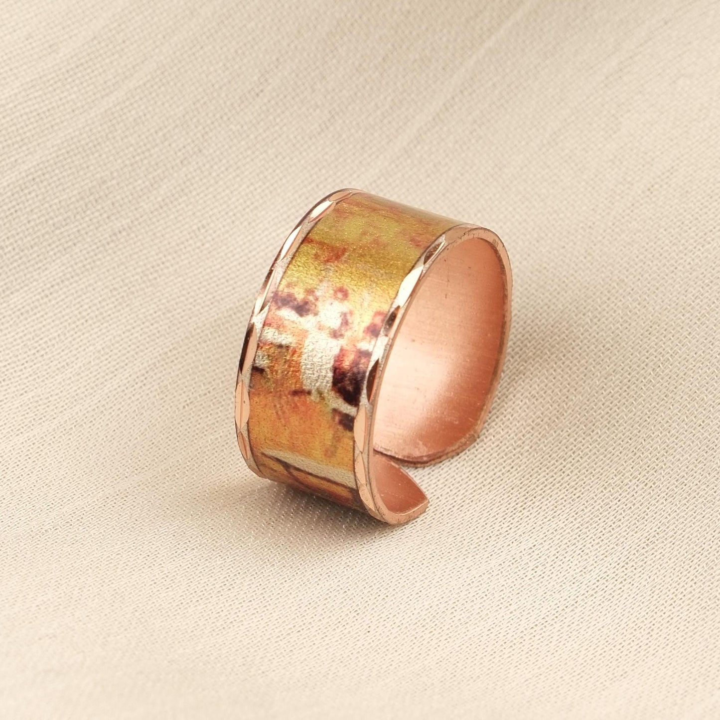 Vincent van Gogh “Café Terrace at Night” Ring in Pure Copper, Adjustable Artistic Design | Handmade Antique Looking Vintage Style Hers Gift