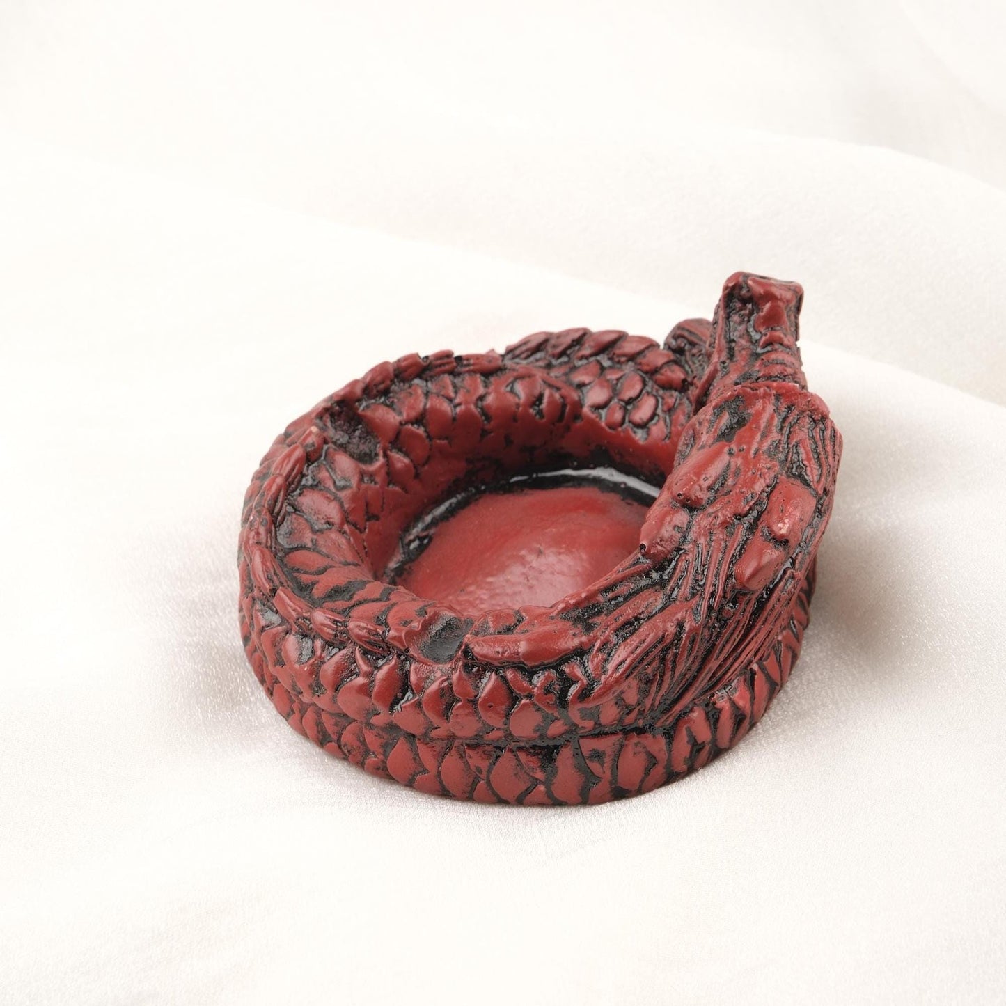 Brown and Red Dragon Ashtray, Funky Mythic Smoke Tray Outdoor Cool Ashtray Lid for Smokers – 9x10cm Handmade HEAVY ITEM 1LBS