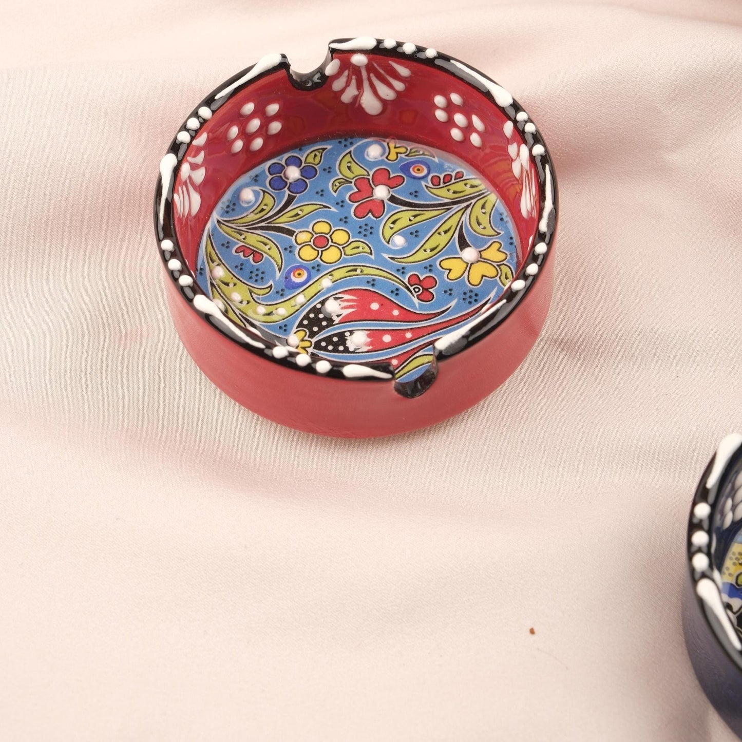 Buy1 Get1 | Handmade, Antique Looking Vintage Style Ashtray in Red & Blue