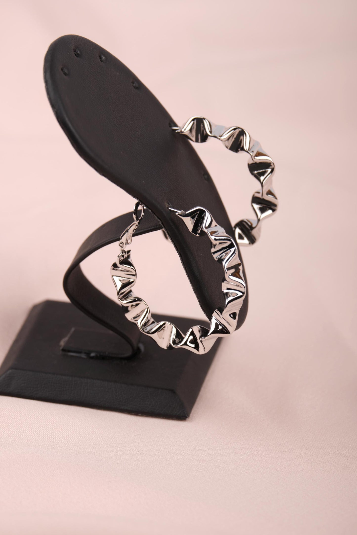Silver Sculpted Art Hoop Earrings, Bold And Unique Hypoallergenic Jewelry For Women, Inspired By Movement, Made In Brass