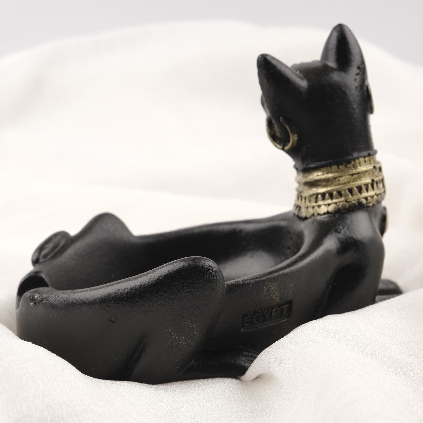 Black and Gold Sphinx Cat Ashtray with Ancient Look, Mythic Design Funky Cool Smoking Accessories Gift – 14x10cm Handmade HEAVY ITEM 1LBS