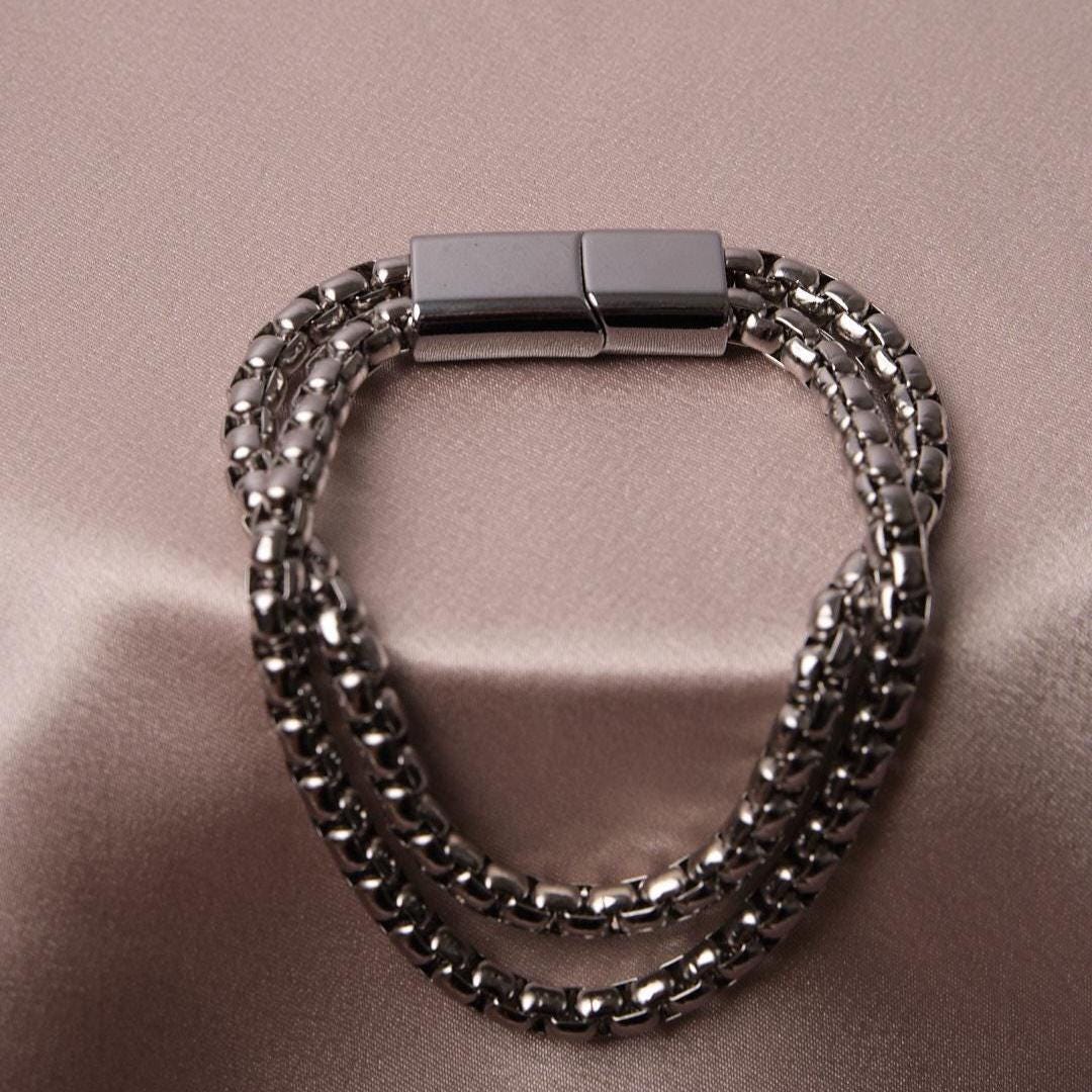Men's Casual Silver Chain Bracelet & 20 cm, Chunky Chain Link | Rugged Modern Style | Masculine Jewelry Gift for Special Occasions