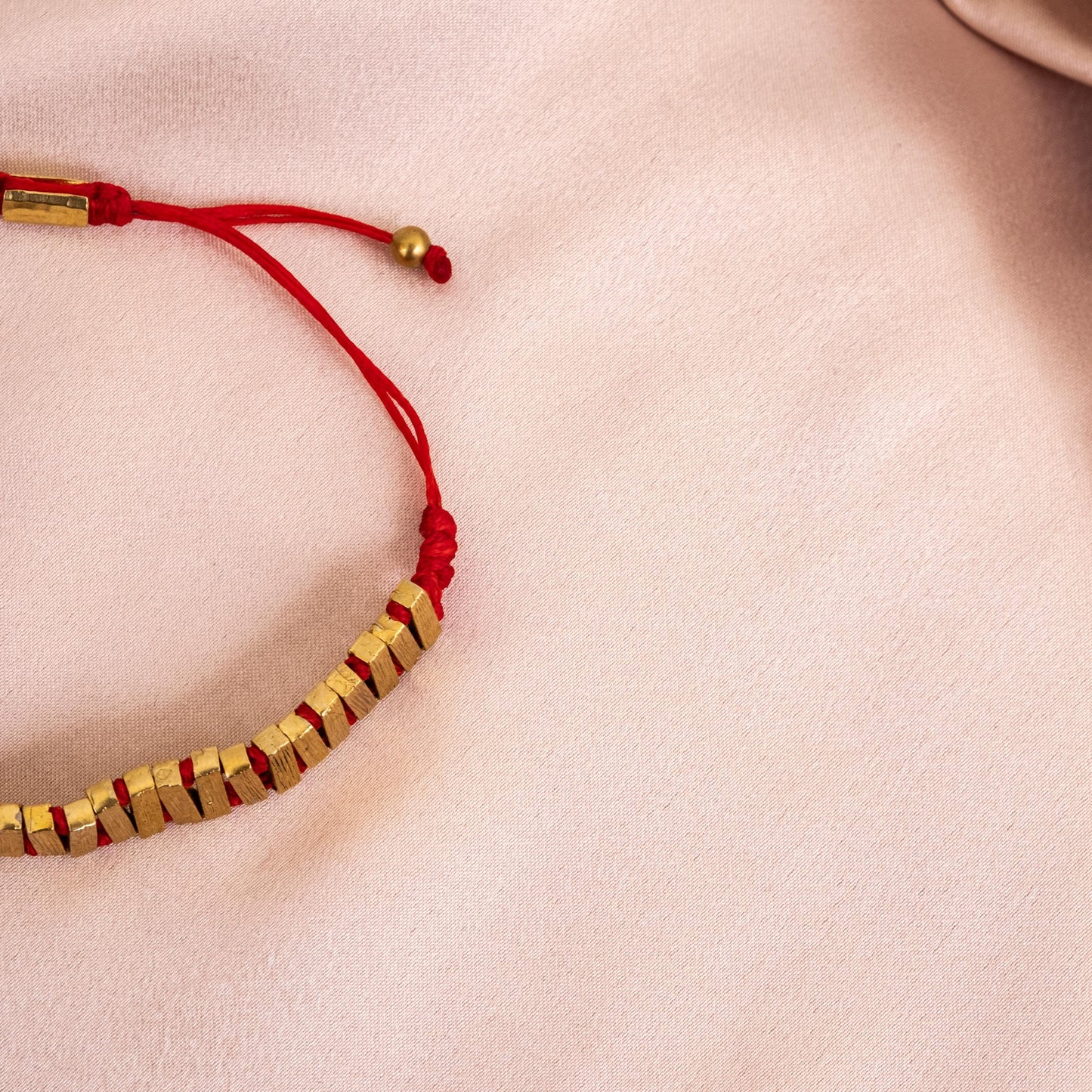 Geometric Bronze Bracelet for Men, Red Cord with Adjustable Fit, Meditation Jewelry for Modern Style and Confidence, Spiritual Gift for Him