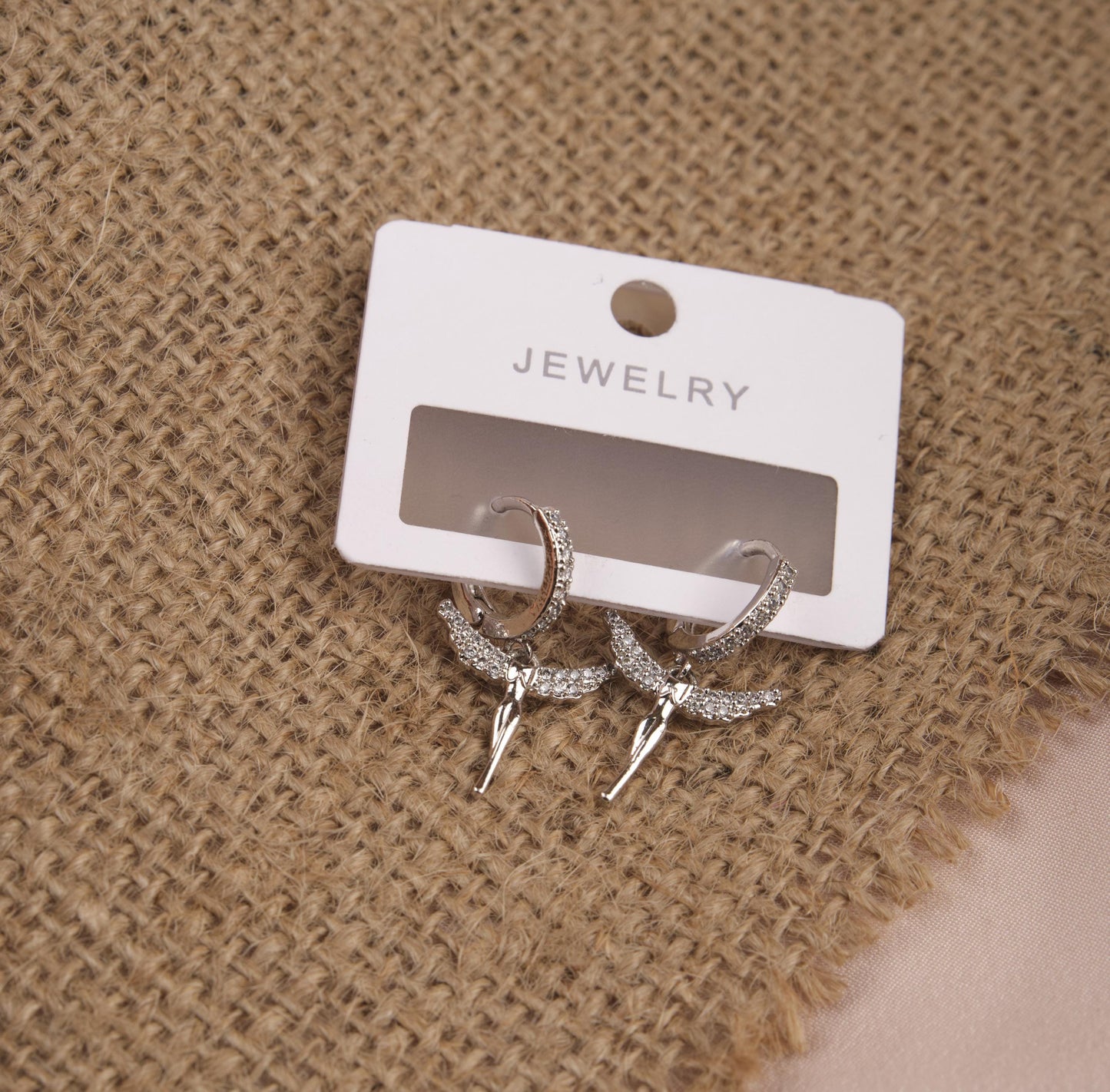 Silver Fairy Angel Hoop Earrings, Minimal And Spiritual Design For Dreamers, Ethereal Everyday Jewelry Made In Brass