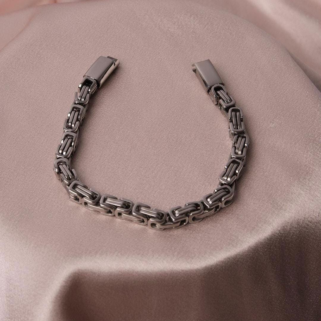 Silver Chain Detailed Bracelet for Men & 22 cm, Rugged Charm Meets Minimalist Design | Perfect for Daily Wear | Great Gift for Stylish Men