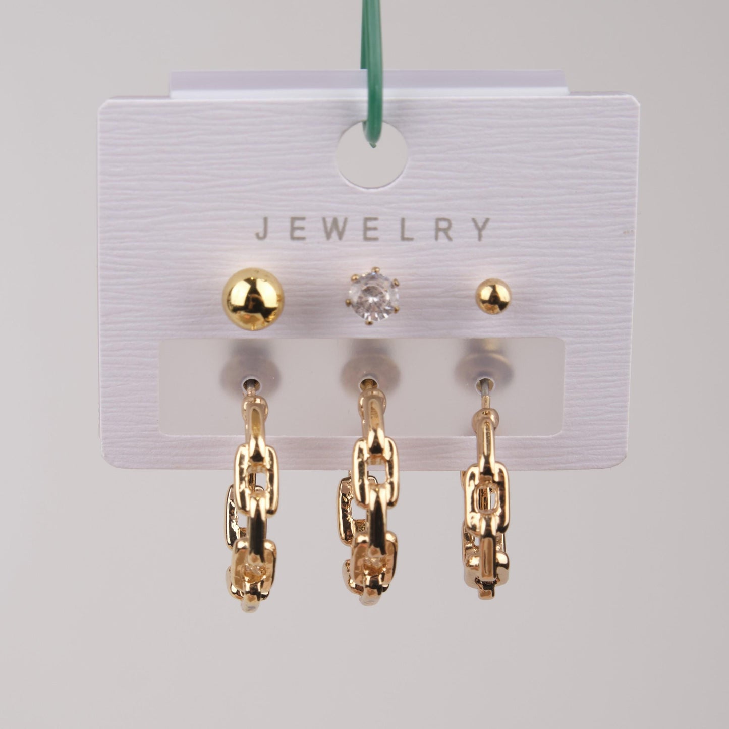 Gold Chain Piercing Hoop Earrings Set Of 6, Edgy Yet Elegant Jewelry For Women, Hypoallergenic Gift Set In Brass