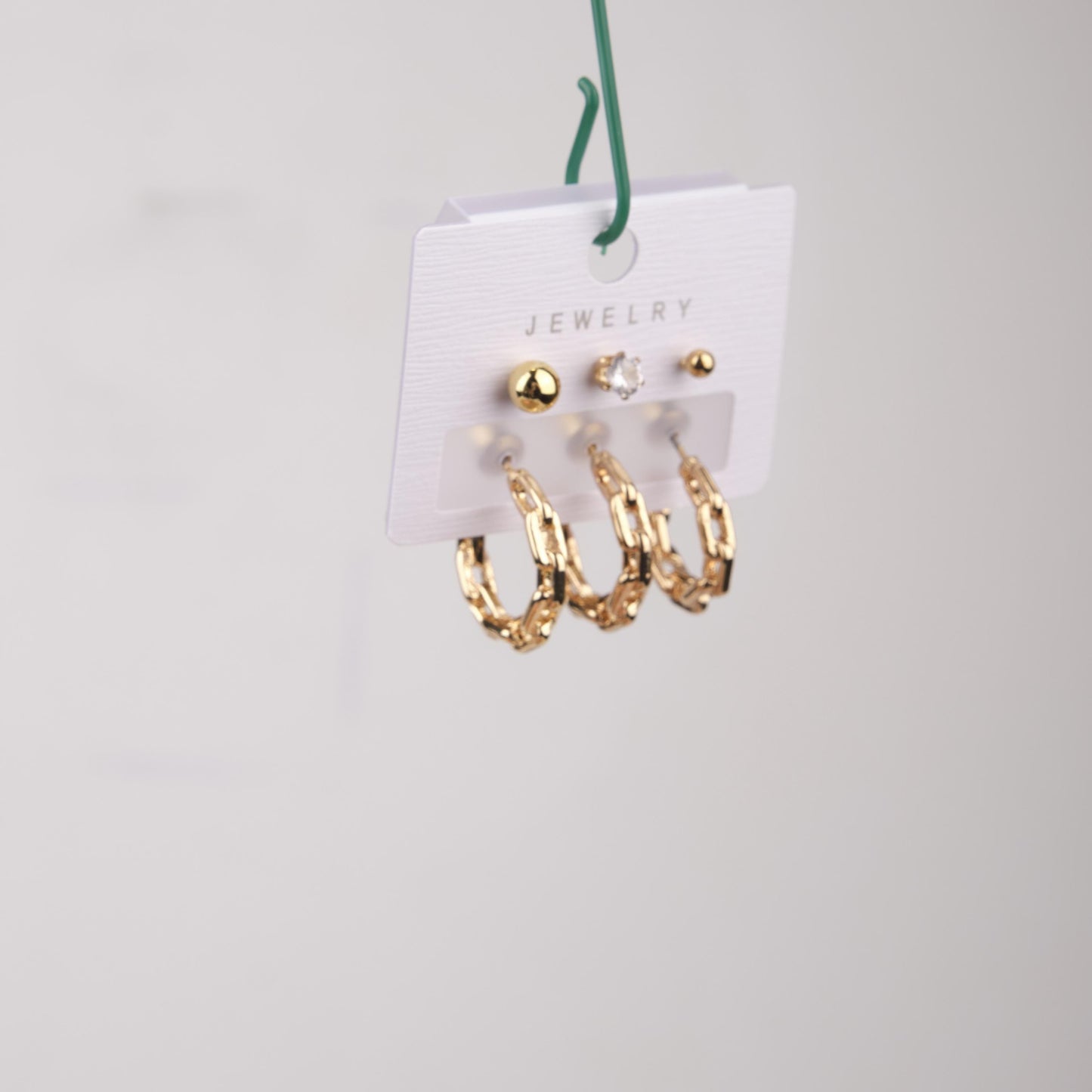 Gold Chain Piercing Hoop Earrings Set Of 6, Edgy Yet Elegant Jewelry For Women, Hypoallergenic Gift Set In Brass