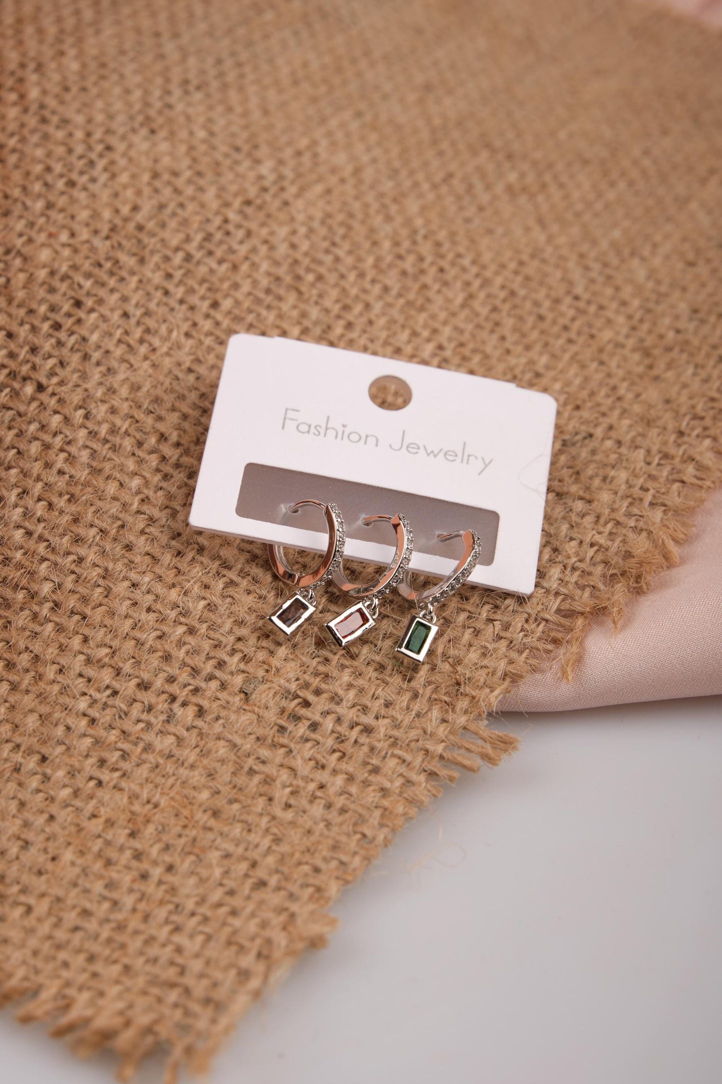 Silver Emerald Hoop Earrings Set Of 6, Minimalist And Timeless Jewelry For Women, Hypoallergenic Brass Elegance