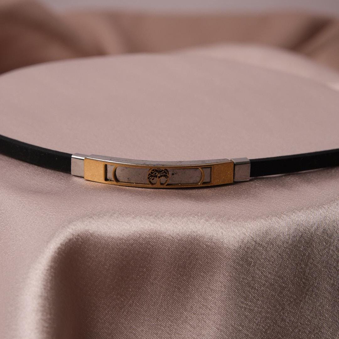 Gold Finish Tree Design Bracelet for Men, Stainless Steel | Strong Wristwear | Masculine and Sleek Jewelry Gift for Everyday or Formal Looks