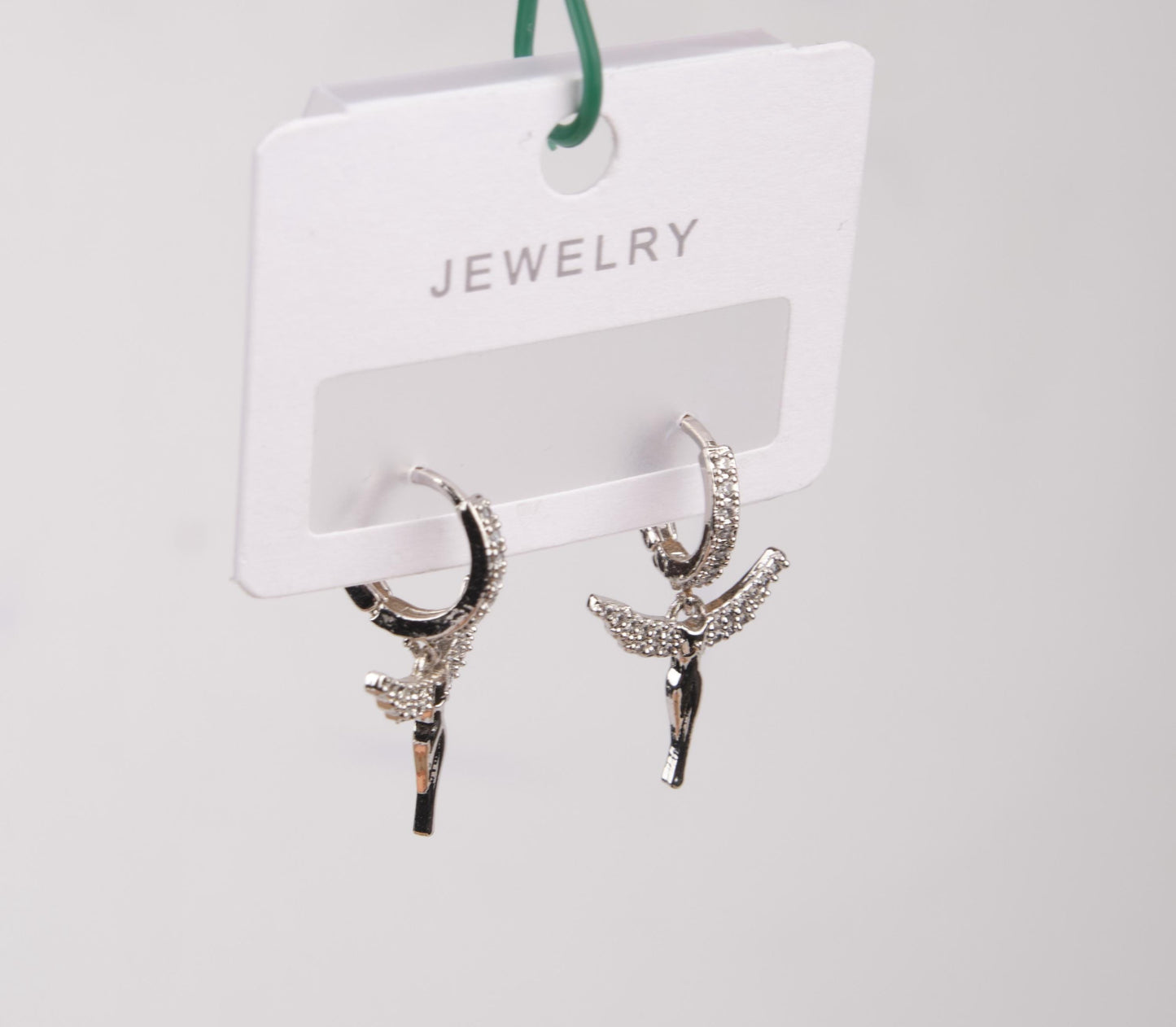 Silver Fairy Angel Hoop Earrings, Minimal And Spiritual Design For Dreamers, Ethereal Everyday Jewelry Made In Brass