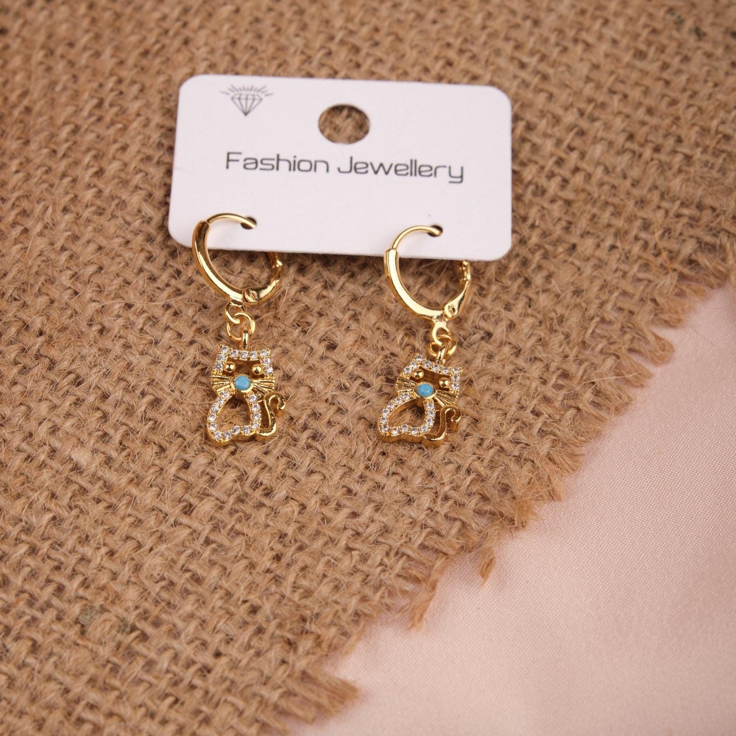 Gold And Purple Cat Hoops, Whimsical Minimal Jewelry In Brass, Vibrant Summer Vibe, A Playful Gift For Women With Style