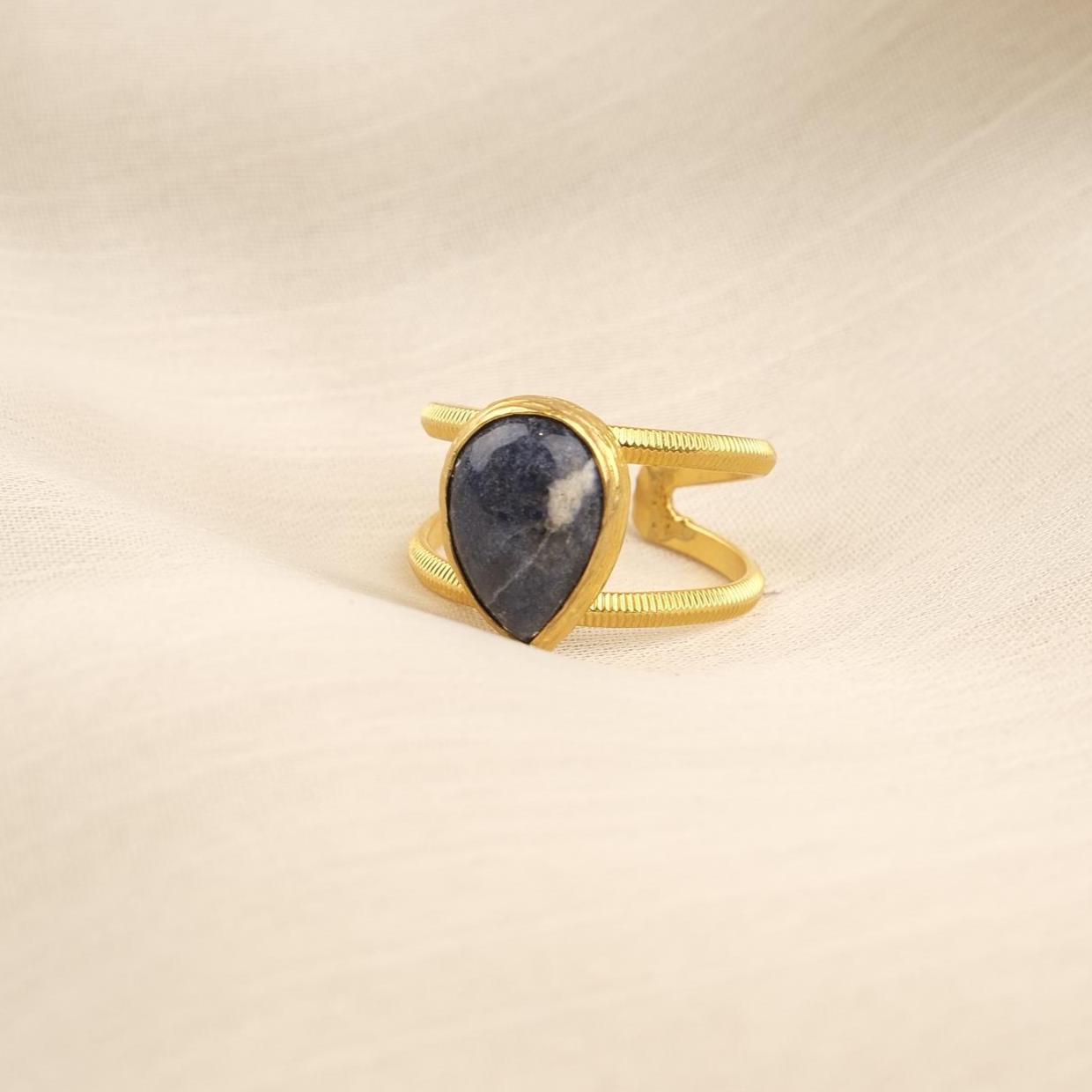 Stone of Wisdom & Logic | Handmade Sodalite Ring, Antique Looking And Vintage Style Adjustable Ring, Gemstone Artistic Diamond Ring Gift