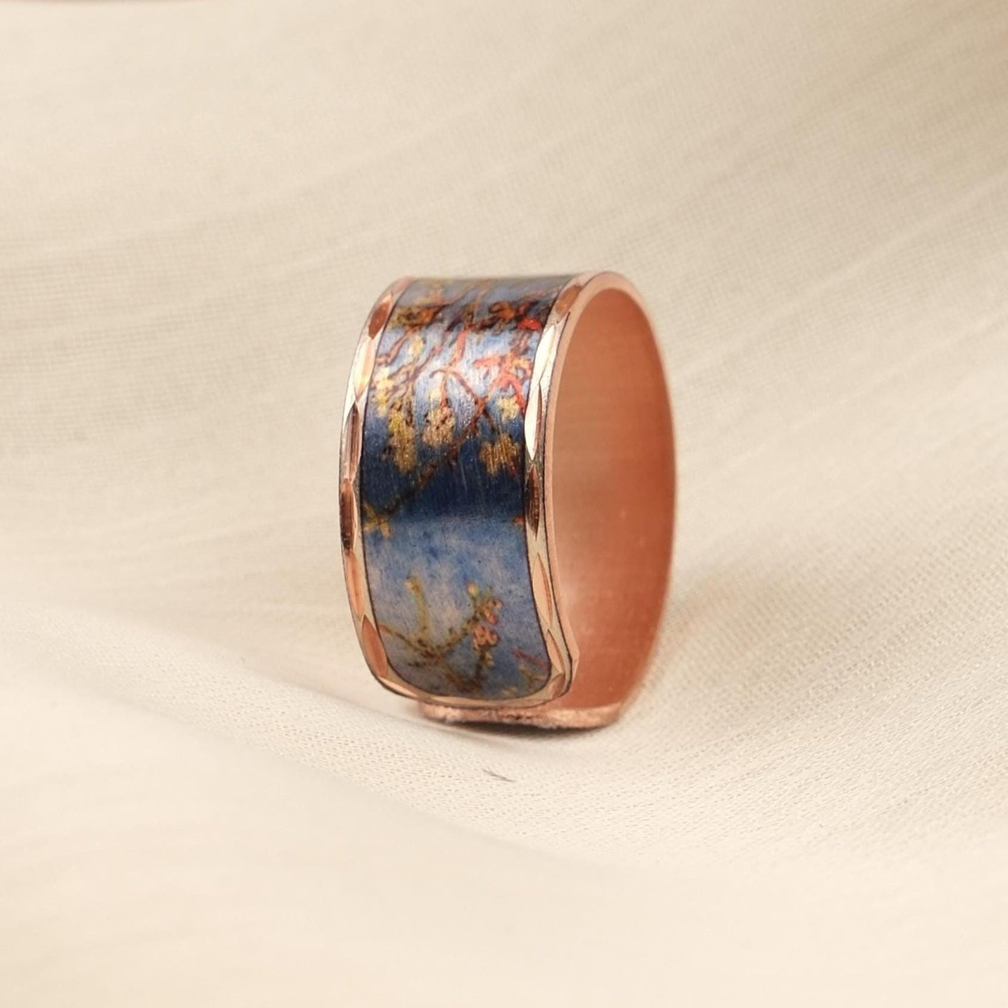 Vincent van Gogh “Almond Blossoms” Ring in Pure Copper, Adjustable Artistic Design | Handmade Antique Looking Vintage Style Statement Piece