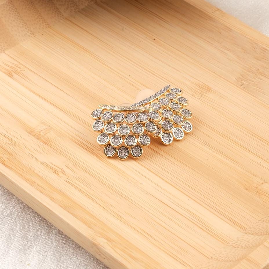 Silver & Gold Crown Stud Earrings One Side Gold One Side Silver Hypoallergenic Sparkling Crystal Accents Unique Minimalist Jewelry Gift
