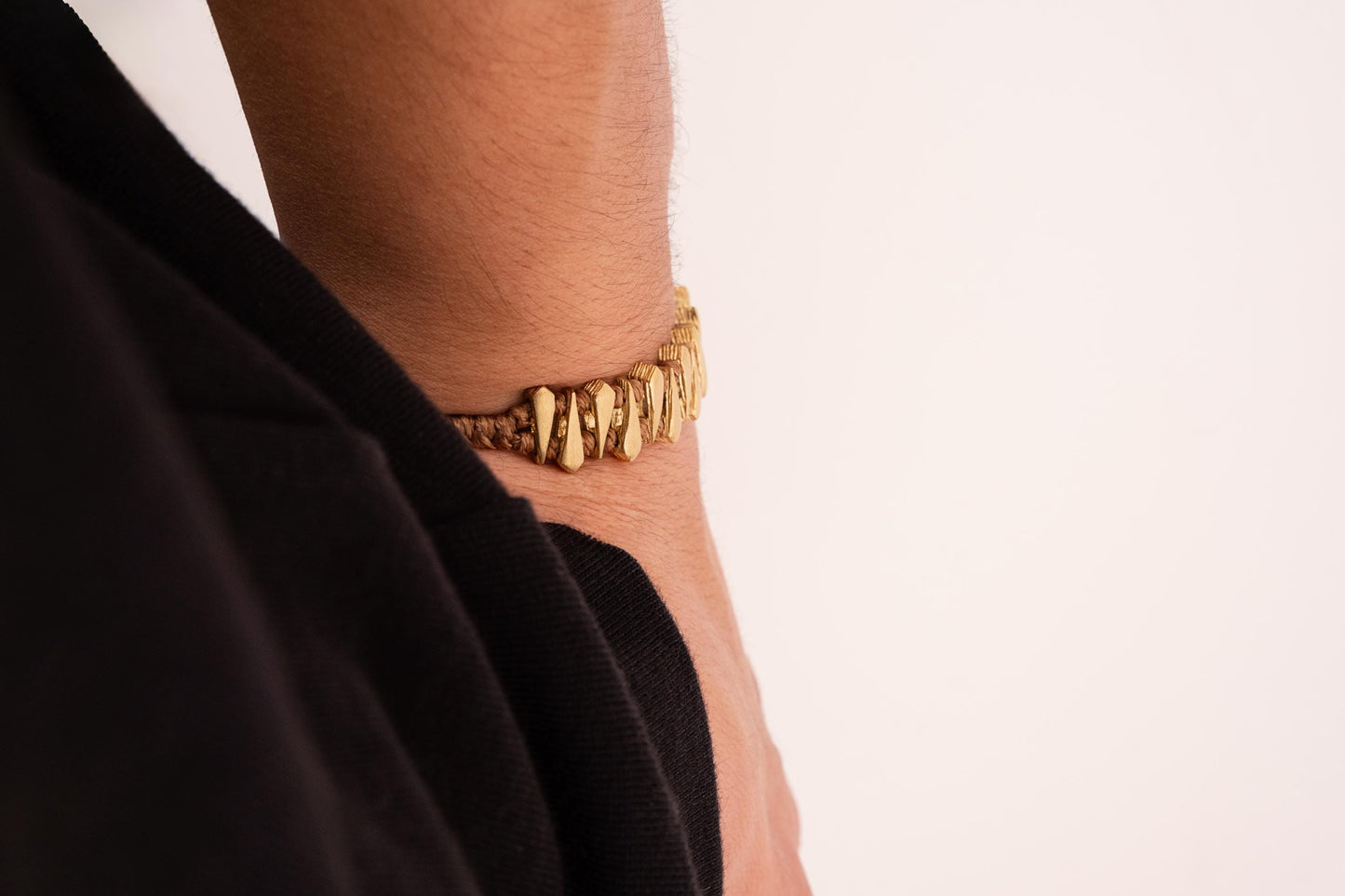 Men's Bronze Bracelet with Red Cord, Adjustable Fit, Bold Hammered Design by Ancient Mythology Inspired Patterns, Perfect Gift for Him