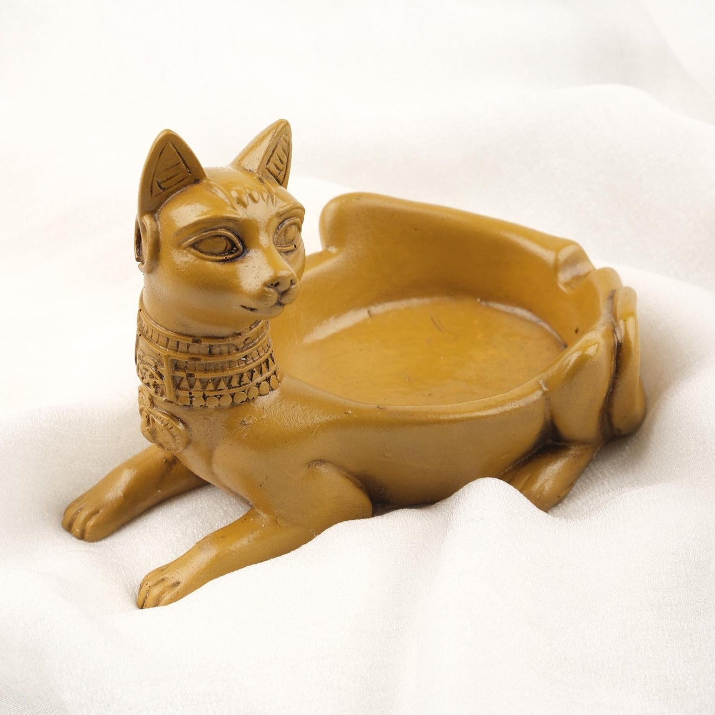 Light Green Sphinx Cat Ashtray, Ancient Egypt Vibes Funky Vintage Smoking Accessories Gift Idea for Home – 14x10cm Handmade HEAVY ITEM 1LBS