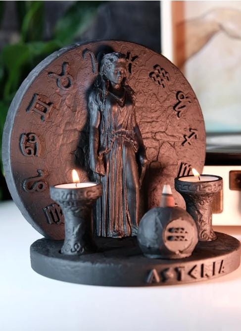 Handcrafted Asteria Incense Burner with Twin Candle Holders, Zodiac Concrete Design, Mystical Spiritual Decor for Meditation and Balance