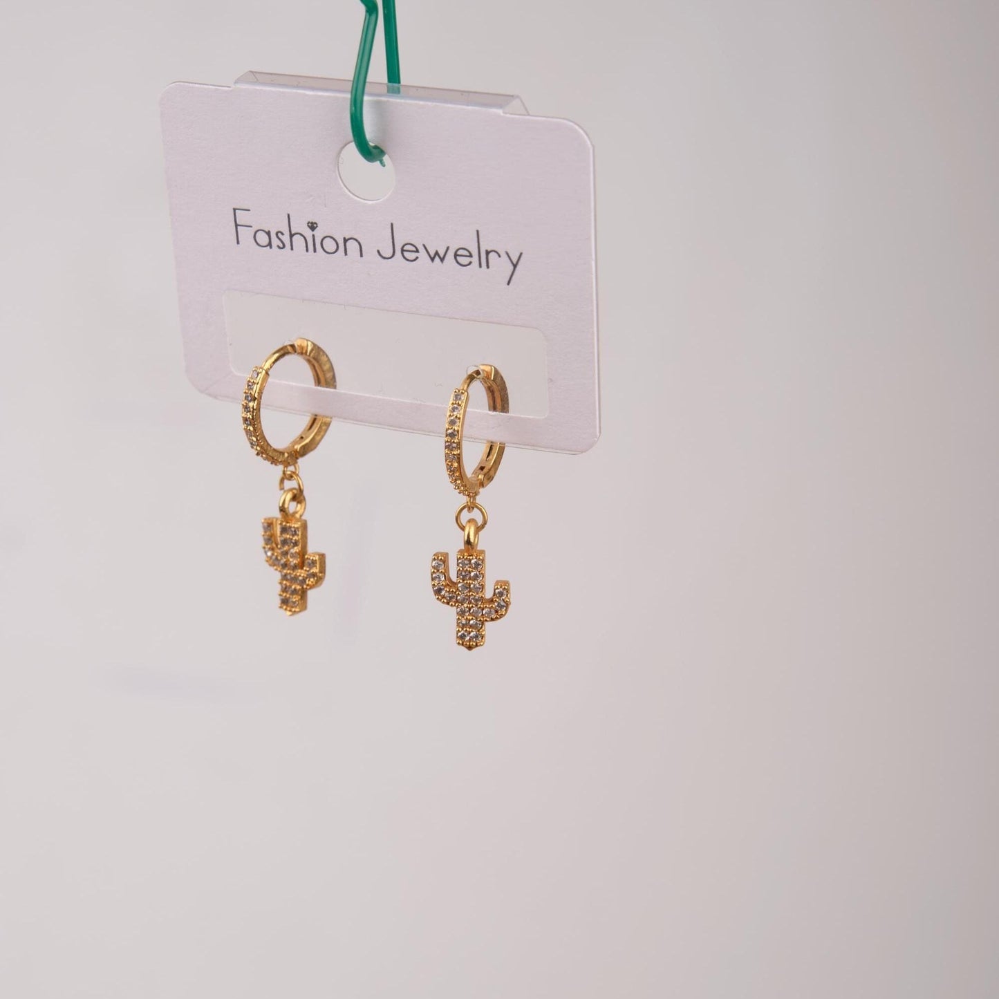 Gold Cactus Hoop Earrings, A Minimal Brass Statement For Free Spirits, Summer Jewelry With Soul, Gentle Gift For Women