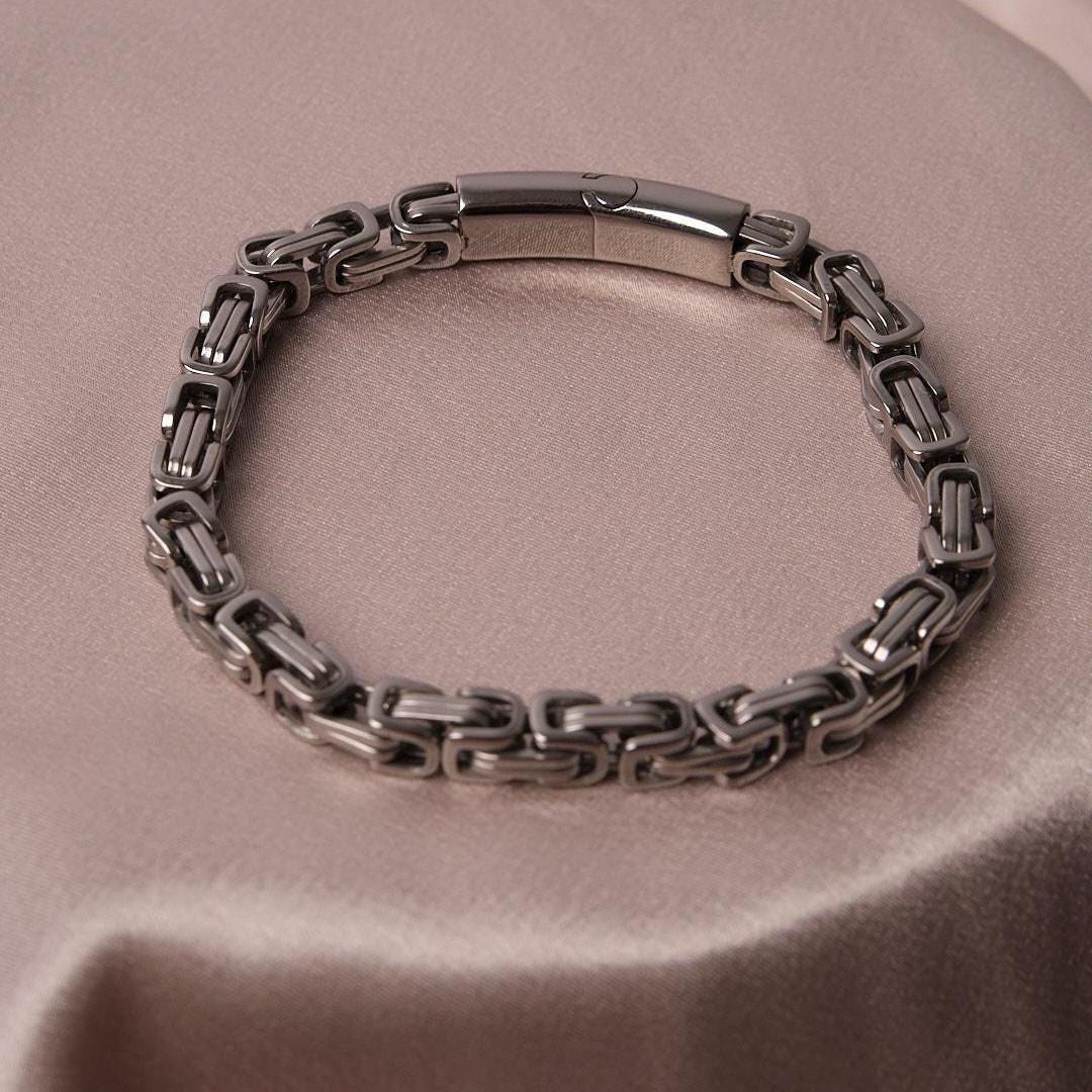 Silver Chain Detailed Bracelet for Men & 22 cm, Rugged Charm Meets Minimalist Design | Perfect for Daily Wear | Great Gift for Stylish Men