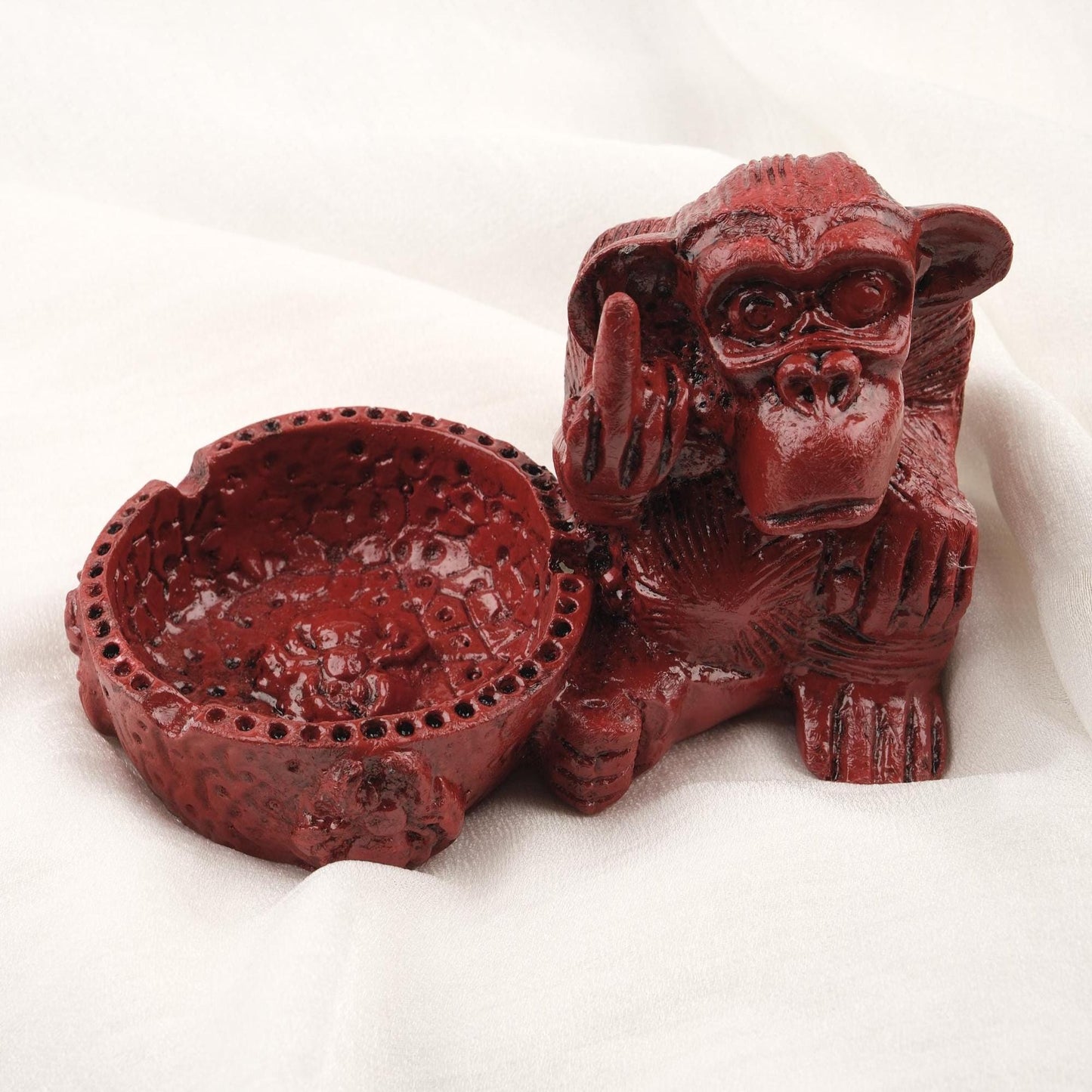 Gold Big Middle Finger Monkey Ashtray | Funky Smoking Accessories Gift, Cool Portable Ashtray – 15x9cm Handmade HEAVY ITEM 1LBS