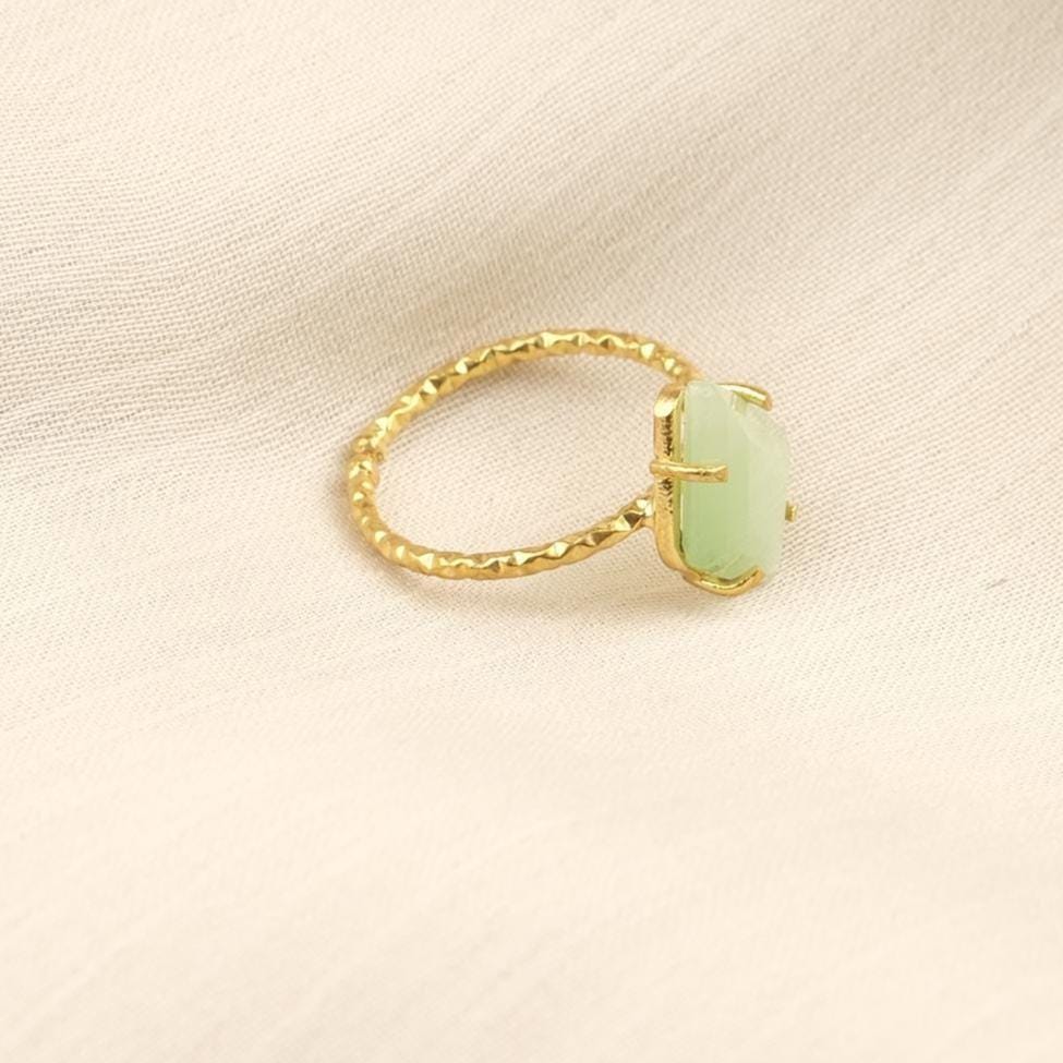 Handmade Diamond Ring, Drop Style Antique Looking And Vintage Style Gold Plated Adjustable , Green Gemstone Elegant Artisan Crafted Ring