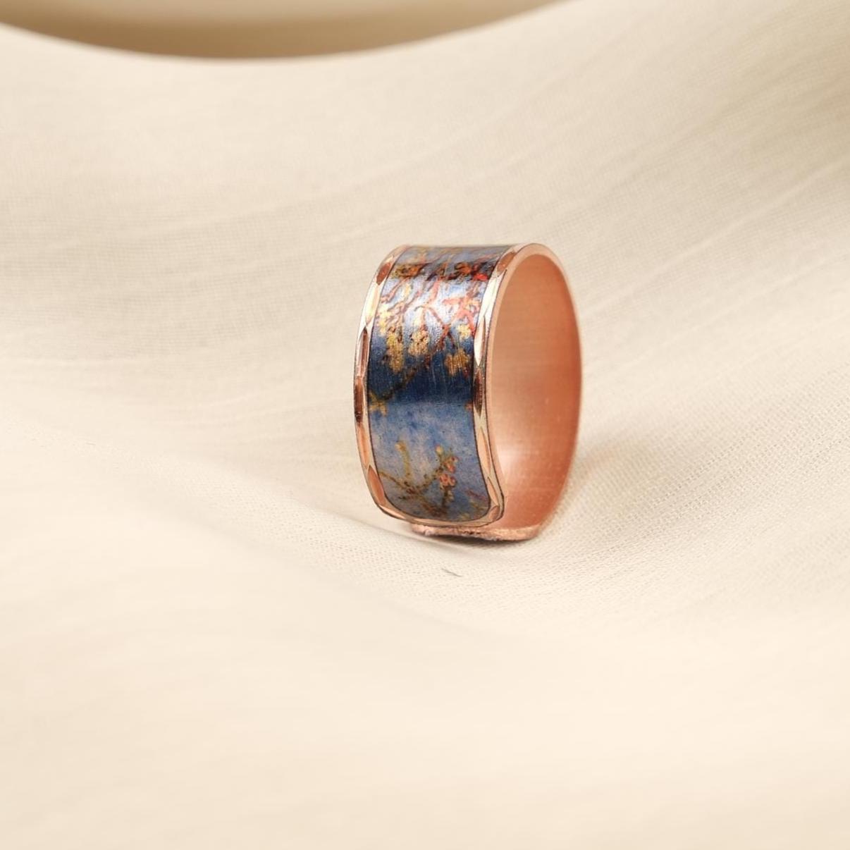 Vincent van Gogh “Almond Blossoms” Ring in Pure Copper, Adjustable Artistic Design | Handmade Antique Looking Vintage Style Statement Piece