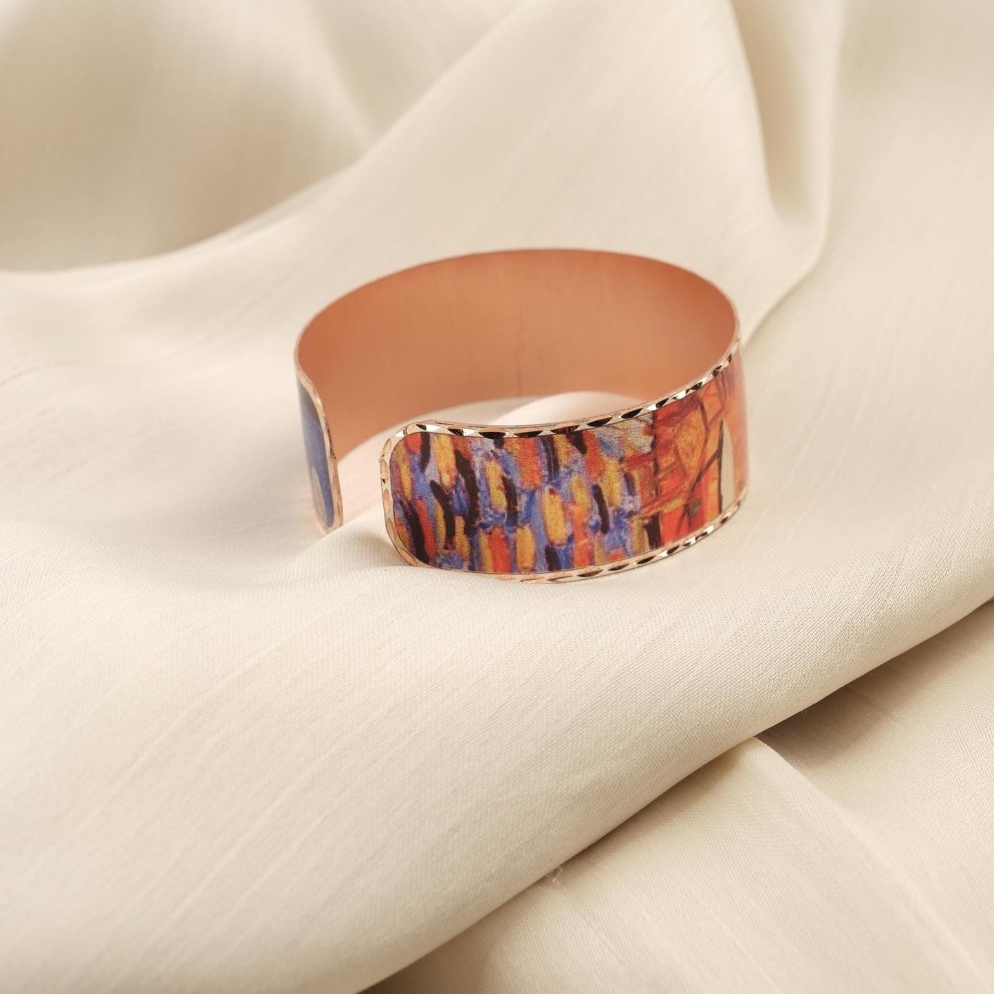 Vincent Van Gogh "Café Terrace at Night" Bracelet in Pure Copper, Handmade, Artistic Adjustable Cuff | Antique Looking Vintage Style Jewelry