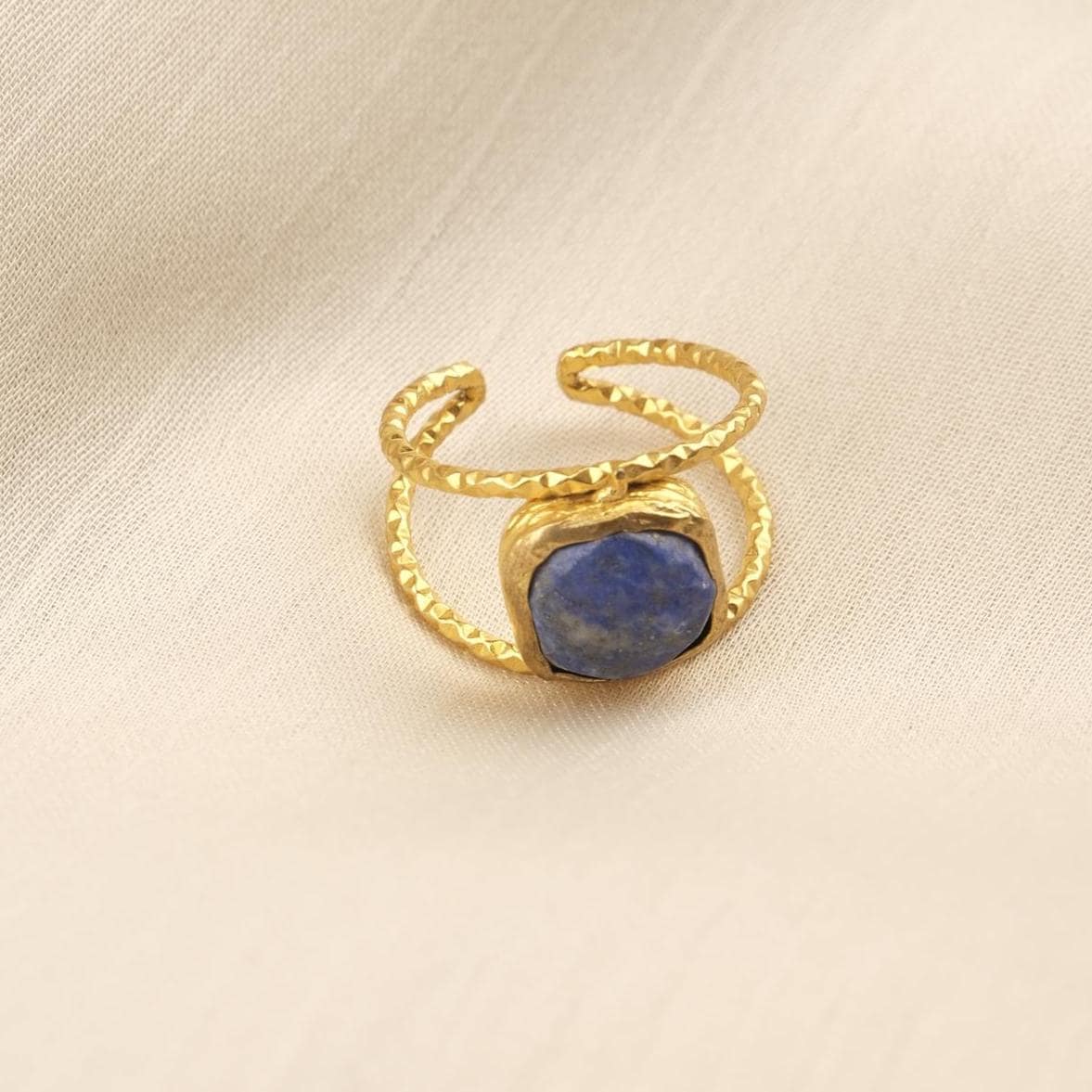 Stone of Mind & Authenticity | Handmade Sodalite Ring, Antique Looking And Vintage Style Adjustable Ring,Gemstone Artistic Diamond Ring Gift