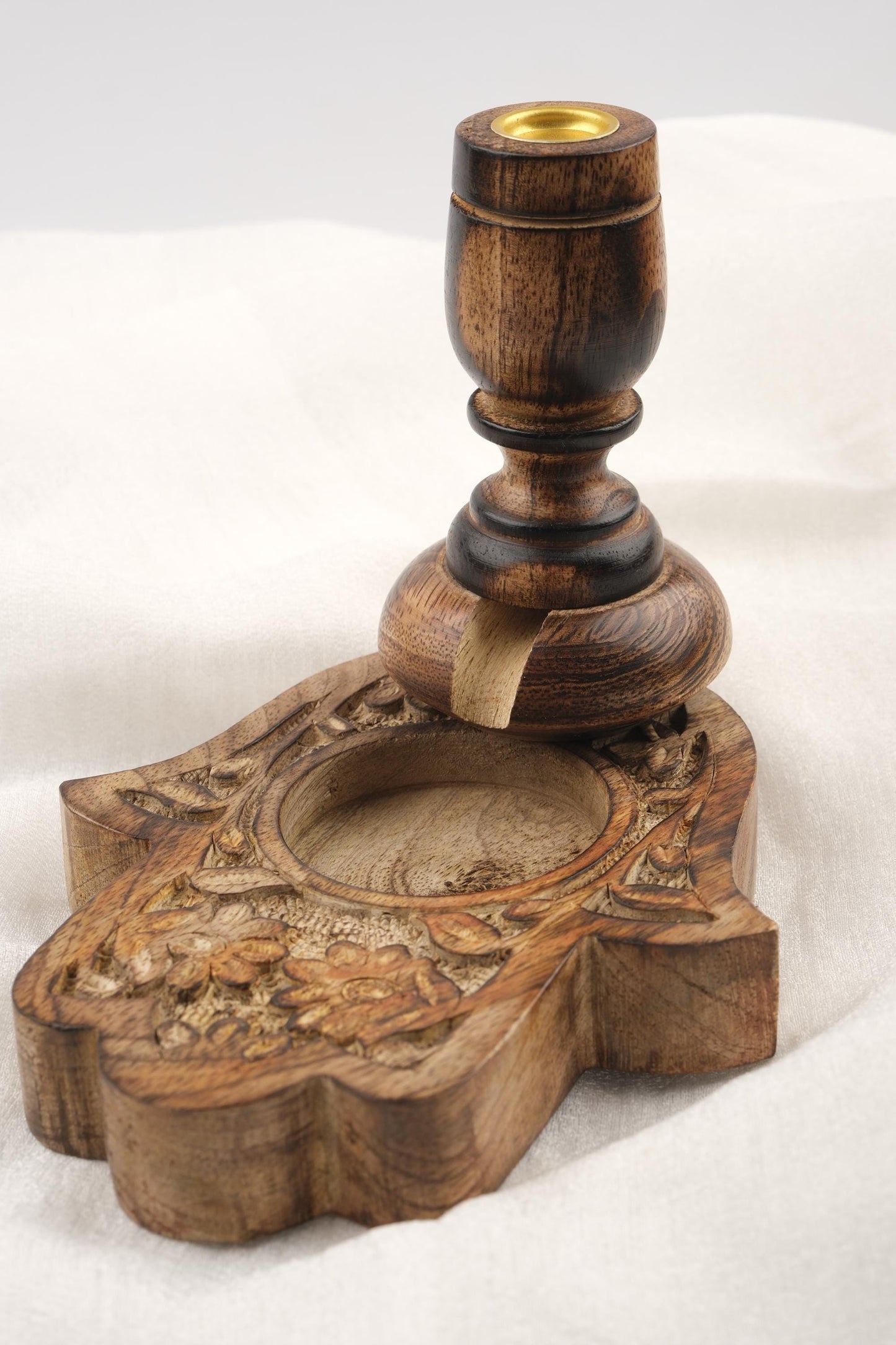 Fatima Hand Design Backflow Incense Holder | Wooden Aromatherapy Smoke Fountain | 16x12x13cm Incense Burner for Spiritual People, Authentic