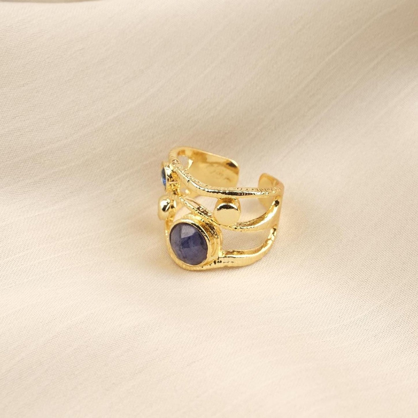 Stone of Calm & Clarity | Handmade Aquamarine Ring, Antique Looking And Vintage Style Adjustable Ring, Gemstone Artistic Statement Ring Gift
