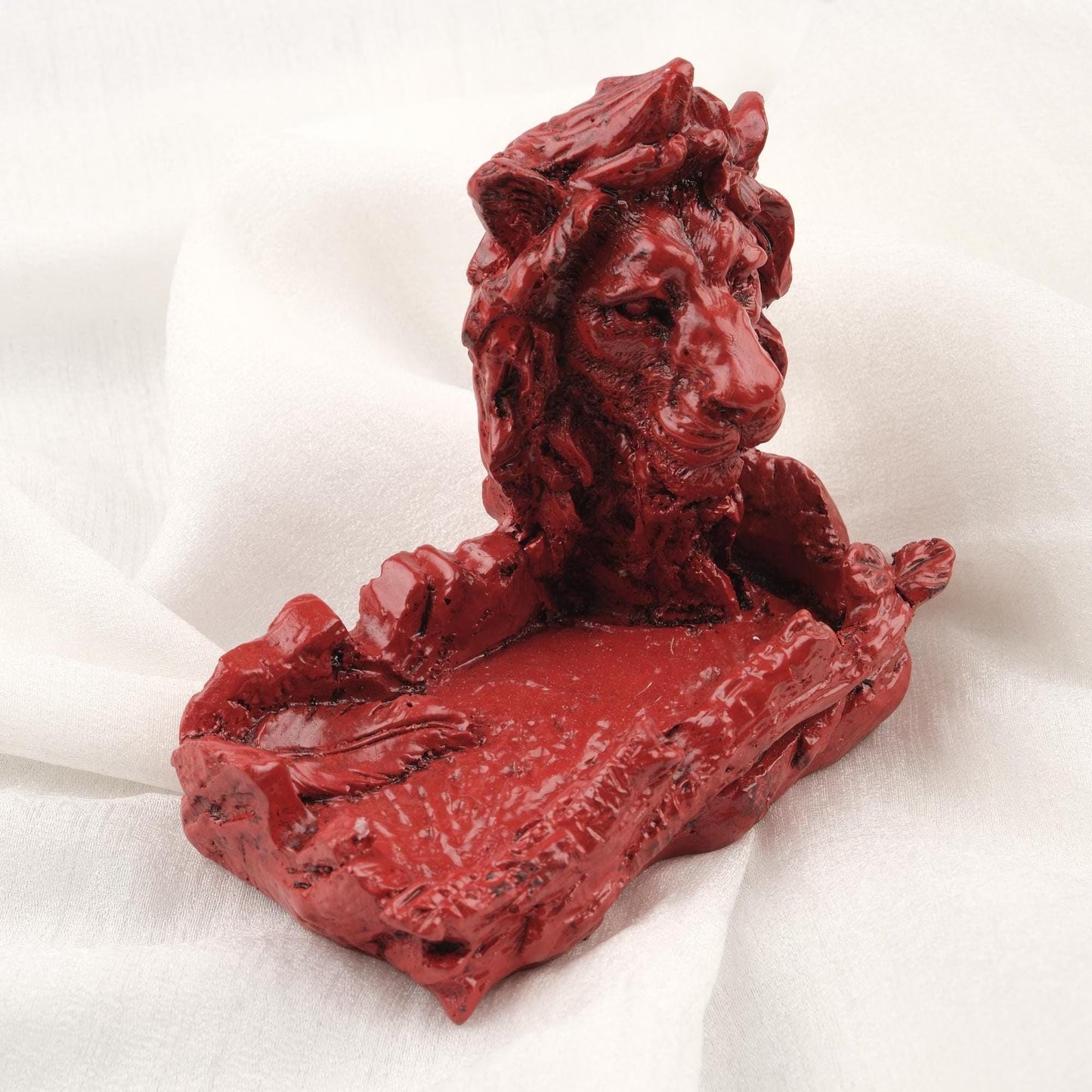 Handmade Red Lion Ashtray Cool Funky Mythic Outdoor Ashtray Gift – Cigarette Lid for Smokers, Authentic Animal Decor Accessories WEIGHS 1LB