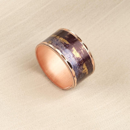 Vincent van Gogh “Starry Night Over the Rhône” Ring in Pure Copper, Adjustable Artistic Design | Handmade Antique Looking Vintage Style Gift