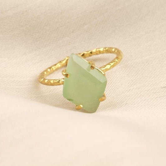 Handmade Diamond Ring, Drop Style Antique Looking And Vintage Style Gold Plated Adjustable , Green Gemstone Elegant Artisan Crafted Ring