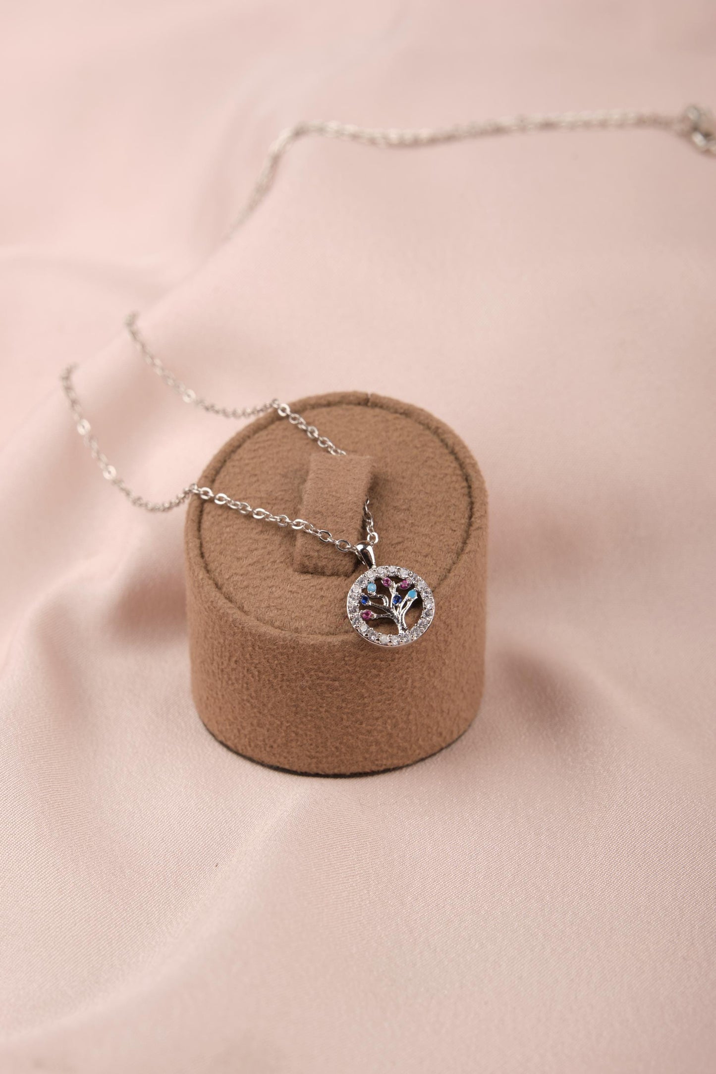 Tree Of Life Pendant Necklace In Silver, Minimal Brass Jewelry, Spiritual Spring And Summer Gift For Women, Gentle Care