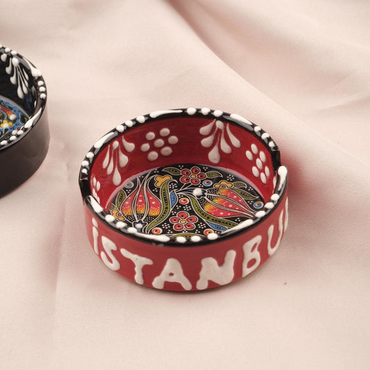 Buy1 Get1 | Handmade, Antique Looking Vintage Style Ashtray in Black & Light Green with Istanbul Writing