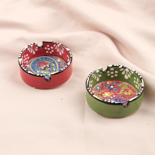 Buy1 Get1 | Handmade, Antique Looking Vintage Style Ashtray in Bold Green