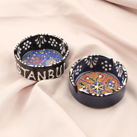 Buy1 Get1 | Handmade, Antique Looking Vintage Style Ashtray in Blue & Black