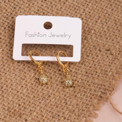 Gold Turtle Hoop Earrings, Minimalist Summer Charm In Brass, Gentle Care Jewelry That Brings Ocean Energy, Gift For Women