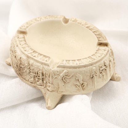 Gray Egyptian Art Ashtray, Authentic Decoration for Smokers, Cigarette Lid and Holder | Ancient Art Smoking Accessories WEIGHS 1LB