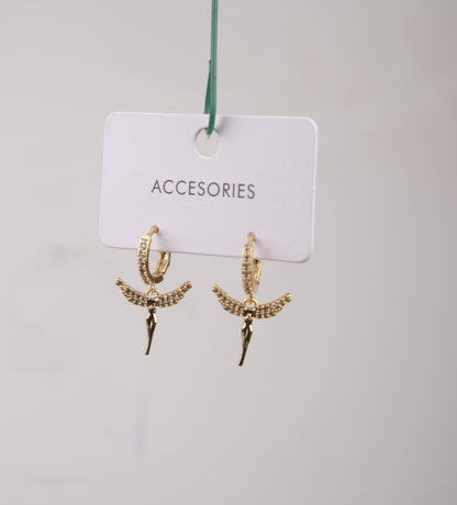 Gold Fairy Angel Hoop Earrings, Radiant And Spiritual Jewelry For Women, Gentle Minimal Charm Made In Brass