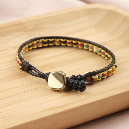 Multi-Gemstone Power Bracelet for Men, Hematite Beaded Leather Wristband, Healing Energy Gift, 21cm / 8.26in Titanium Lock