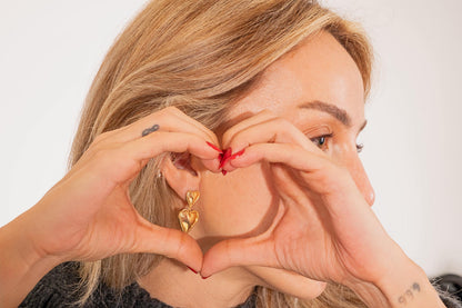 Heart Earrings with 925 Sterling Silver, 24K Gold Plated, Modern Love-Themed Jewelry for Women, Gift for Her, Romantic Gift, Gold Hoops