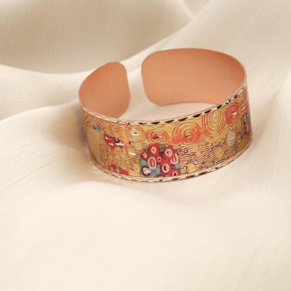 Gustav Klimt "The Kiss" Bracelet in Pure Copper, Inspired by Artistic Handmade Adjustable Cuff | Antique Looking Vintage Style Gift for Her