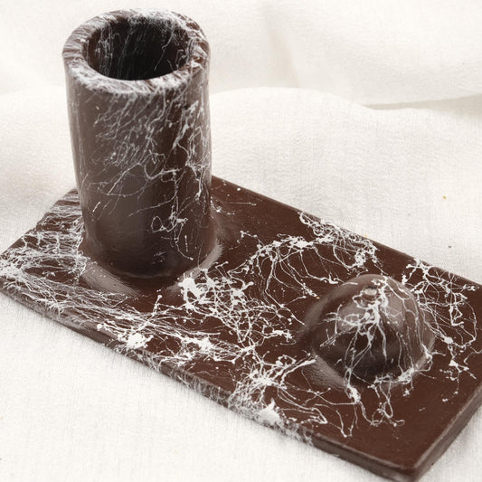 Brown And White Epoxy Marble Design Palo Santo Holder | Spiritual Tray For Energy Or Aromatherapy | 13x7x8cm Meditation Ash Catcher Gift